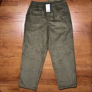 Bather Corduroy Pants Men L Green Drawstring Straight Wide Leg Classic Retro NWT